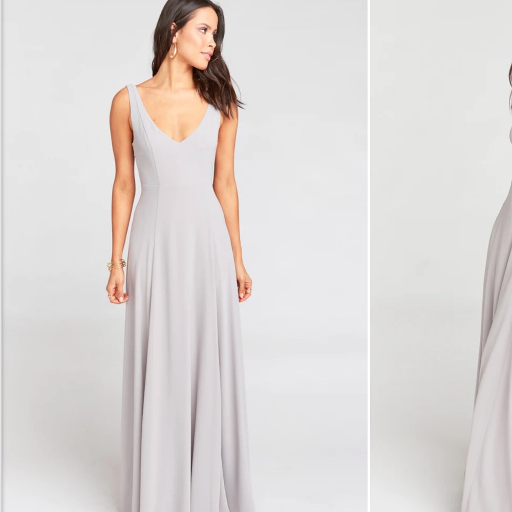 Show me your Mumu Jenn Maxi Bridesmaid Dress-Dove Grey